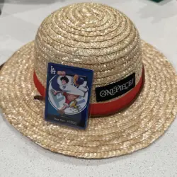 Dodgers x One Piece Luffy DON! promo card with dodgers LA Luffy hat - Image 1
