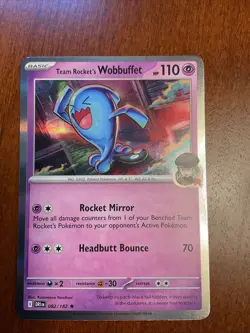 Team Rocket’s Wobbuffet 082/182 Destined Rivals Holo Rare Pokemon TCG Card - Image 1