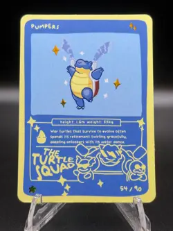 Pokedoodles Pumpers 54/90 - Rare Card - Parody Blastoise Fan Art - No-Scalp Set - Image 1