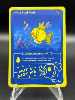 Pokedoodles Shiny Blub Blub 90/90 - Rare Card - Parody Magikarp Fan Art - Image 1