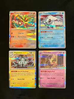 Surging Sparks Prerelease Promo Pokemon Cards Set Gouging Fire Chien-Pao Holo - Image 1
