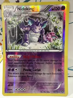 Pokemon Nidoking 45/114 Steam Siege Rare Reverse Holo Card NM - Image 1