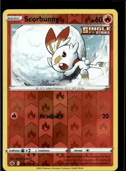 Pokemon Scorbunny 026/198 Chilling Reign Reverse Holo Uncommon 4 Card Lot - Image 1