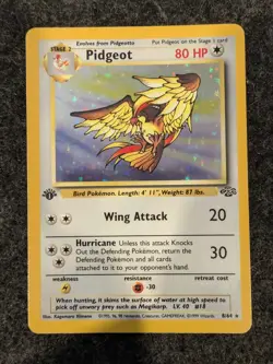 Pokemon TCG Pidgeot Jungle Holo Card 8/64 Rare 1st Edition - Image 1