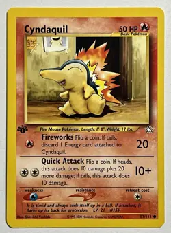 Cyndaquil 57/111 (LP) 1st Edition Common Neo Genesis 1998 Pokemon Card TCG - Image 1