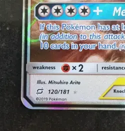 💥 Pokemon TCG Eevee & Snorlax GX Tag Team 120 Team Up NM card 120/181 Holo - Image 2