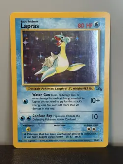 Pokemon TCG Lapras Fossil Holo Card 10/62 Unlimited Rare 1999 - Image 1