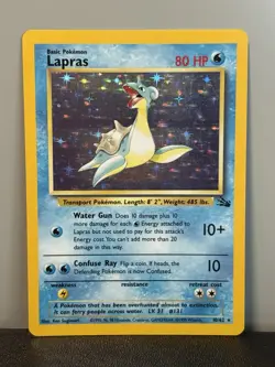Pokemon TCG Lapras Fossil Holo Card 10/62 Unlimited Rare 1999 - Image 1