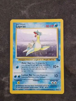 Pokemon TCG Fossil Holo Unlimited Rare Card Lapras, 10/62, LP Condition - Image 1