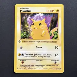1st Edition Pikachu 58/102 Base Set Yellow Cheeks Shadowless Pokemon Card - Image 1