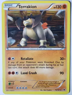 HOLO Terrakion 73/101 PL / LP RARE Noble Victories Pokemon Card $2 Combined Ship - Image 1