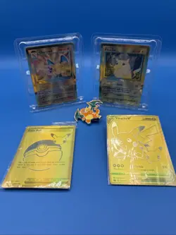 Sealed Pokemon Celebrations Metal Cards Charizard & Pikachu & Gold Promo Cards - Image 1