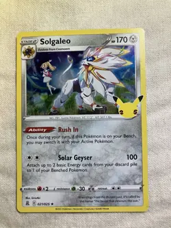 Pokemon TCG Solgaleo Celebrations Holo Rare Card 021/025 NM Condition - Image 1