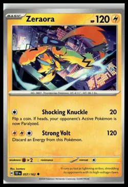 Zeraora 57/162 Pokemon Card Temporal Forces Uncommon 120 HP Near Mint IL - Image 1