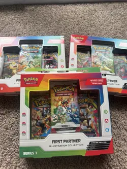 Pokemon First Partner Illustration Collection Series 1 + 2x Series 2 Boxes - Image 1