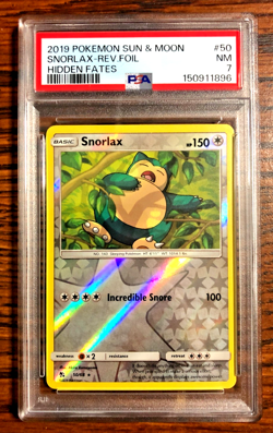 Snorlax Reverse Holo Rare #50|PSA NM 7|2019 SM Hidden Fates|Pokemon TCG - Image 1