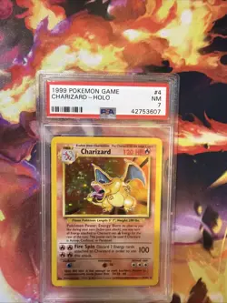 1999 POKEMON BASE SET UNLIMITED #4 CHARIZARD-HOLO PSA 7 - Image 1