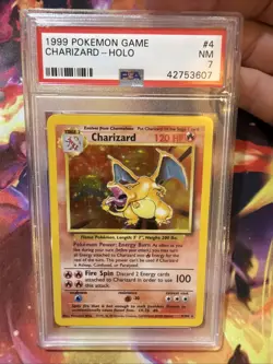 1999 POKEMON BASE SET UNLIMITED #4 CHARIZARD-HOLO PSA 7 - Image 3