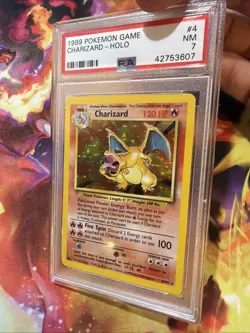 1999 POKEMON BASE SET UNLIMITED #4 CHARIZARD-HOLO PSA 7 - Image 5