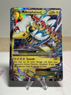 Mega M Ampharos EX 28/98 XY Ancient Origins Holo Ultra Rare Pokemon Card HP - Image 1