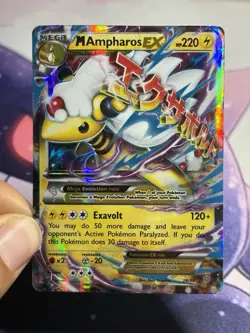 Mega M Ampharos EX 28/98 XY Ancient Origins Holo Ultra Rare Pokemon Card HP - Image 3