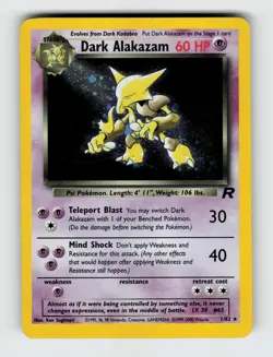 Dark Alakazam 1/82 Unlimited Holo Rare Team Rocket Pokemon 2000 MP - Image 1