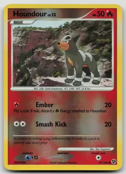Pokemon TCG Houndour Reverse Holo Common Great Encounters 69/106 LP - Image 1