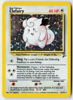 Pokemon Clefairy - 6/130 - Holo Rare Base Set 2 MP - Image 1