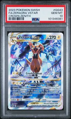 2023 POKEMON SWORD & SHIELD CROWN ZENITH #GG43 FULL ART/ZERAORA VSTAR PSA 10 - Image 1