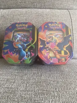 Pokemon TCG Mega Charizard X & Y Tins. BOTH TINS. Brand New & Sealed - Image 1