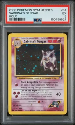2000 Pokemon Gym Heroes 014 Sabrina's Gengar Holo PSA 5 150759527 - Image 1