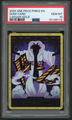 2025 ONE PIECE PRB02 PREMIUM BOOSTER VOL. 2 ENGLISH CAESAR GOLD DON!! PSA 10 - Image 1