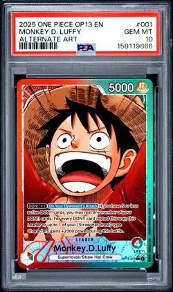 2025 ONE PIECE OP13 CARRYING ON HIS WILL MONKEY. D. LUFFY ALT ART LEADER PSA 10 - Image 1
