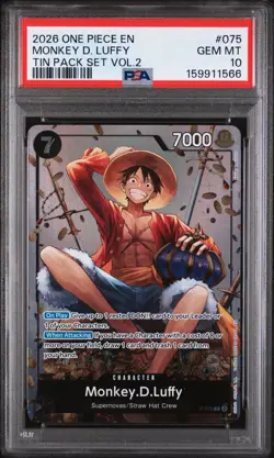 ENGLISH ONE PIECE PROMOS TIN PACK SET VOL.2 075 MONKEY D. LUFFY 💎PSA 10💎 - Image 1