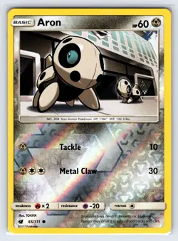 Aron 65/111 2017 Crimson Invasion Pokemon Card Reverse Holo Common - Nm - Image 1