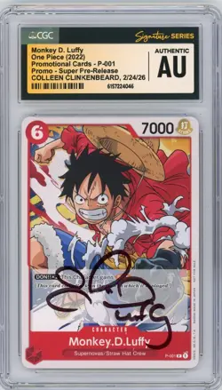 CGC Auth Colleen Clinkenbeard Signed Monkey.D.Luffy (Super Pre-Release) P-001 - Image 1