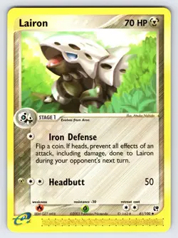 Lairon 41/100 EX Sandstorm Pokemon Card TCG Nintendo e-Series Uncommon - Nm/VLP - Image 1