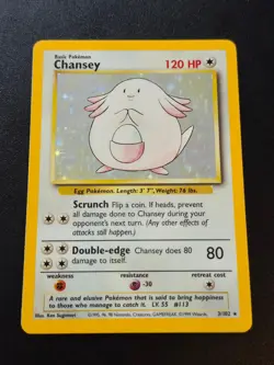 Chansey 3/102 Holo Rare Base Set Unlimited Pokemon LP - Image 1