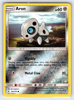 Aron 123/214 2019 S&M Unbroken Bonds Pokemon Card Reverse Holo - Nm - Image 1