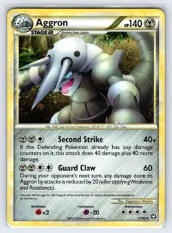 Aggron 1/102 2010 HGSS Triumphant Set Pokemon Card Holo Rare - Nm - Image 1