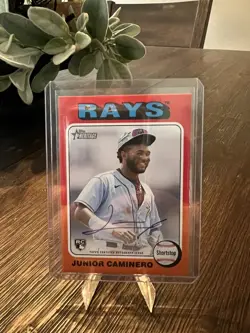 Junior Caminero 2024 Topps Heritage #ROA-JCA Rookie On card Auto - Image 1