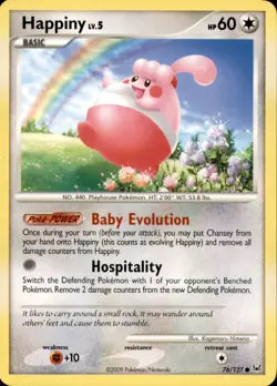 HAPPINY 76/127 Common Platinum Pokemon Moderately Played - Image 1