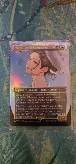 MTG Magic the Gathering FOIL Yuna, Grand Summoner Borderless PRM! - Image 1