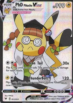 PhD Pikachu Pokemon Card VCOS Holo Cosplay - Image 1