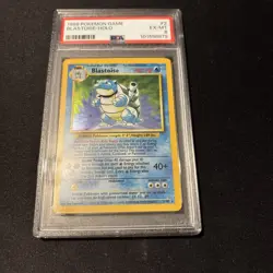 Pokemon PSA 6 Base Set Unlimited "Stage" Error Blastoise 2/102 - Image 1