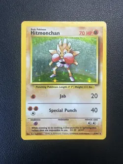 Hitmonchan 7/102 Holo Rare Base Set Unlimited Pokemon - HP - Image 4