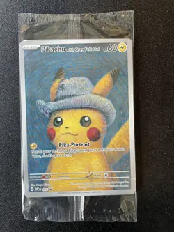 Pokemon x Van Gogh: Pikachu with Grey Felt Hat SVP 085 Promo Card Sealed w case - Image 2