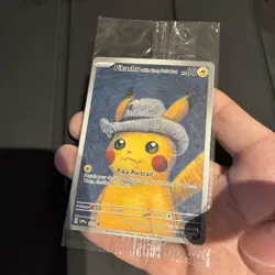 Pokemon Pikachu Van Gogh SVP EN-SV 085 Sealed Promo Card with Grey Felt Hat - Image 2