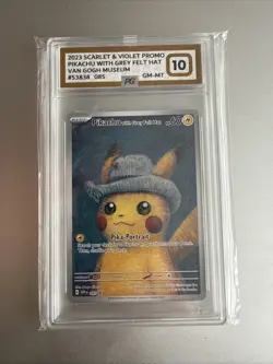 Pokemon Pikachu Card Sealed with Grey Felt Hat SVP 085, Van Gogh Museum Promo - Image 1