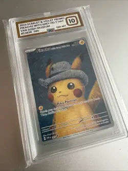 Pokemon Pikachu Card Sealed with Grey Felt Hat SVP 085, Van Gogh Museum Promo - Image 2
